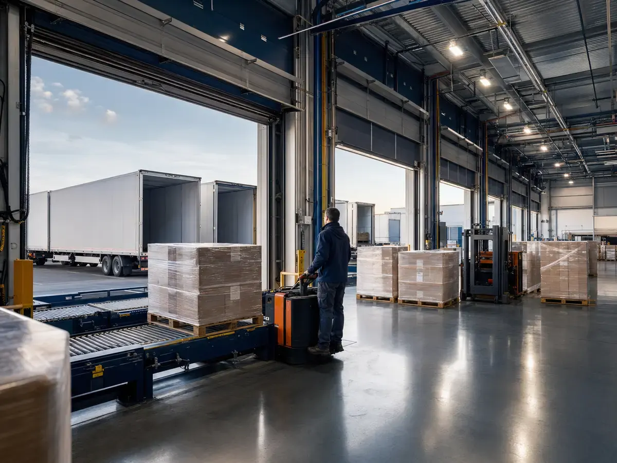 Pallet handling at a warehouse loading dock